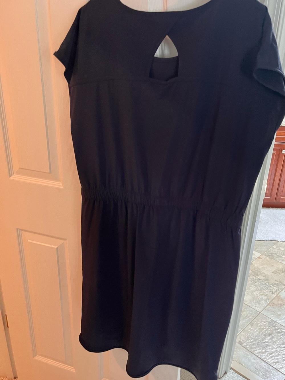 Navy Keyhole Waist-Detail Dress